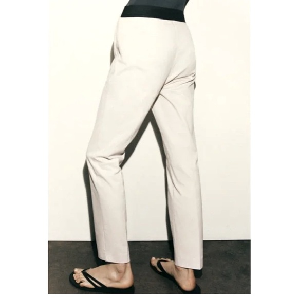 Zara white jogger waist pants with black elastic band - Picture 10 of 14